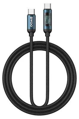 Zdjęcie produktu dla Kabel USB-C BWOO 1m 60W z wyświetlaczem LED, pleciony