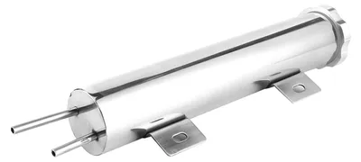 Image de Réservoir de trop-plein 2 x 10 pouces en acier inoxydable poli pour radiateur de liquide de refroidissement, 14 oz, compatible avec les moteurs Ford