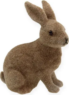 Produktbild von Deko-Hase 14cm beflockt Braun 4er Set – Osterdekoration Tischdeko Fensterbank, 4 Stück