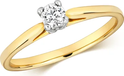 Produktbild von Funkelndes Feuer 9 Karat (375) Gold Damen - Diamant Ring Brillant-Schliff 0.15 Karat H - I1, 54 (17.2); TRS320419KYRSN
