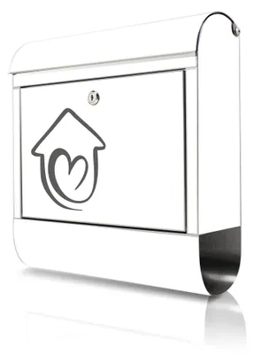 Produktbild von banjado Edelstahl Briefkasten mit Zeitungsfach mit Motiv Herzhaus großer Design Postkasten rostfrei, A4 Einwurf [BKGE2 13396]