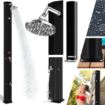 Produktbild von ONBEST Solardusche | 35L | inklusive Regenschutz | 3,5bar | bis 60°C | Thermometer | Fußdusche | Universeller Schlauchanschluss