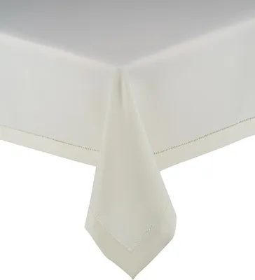 Produktbild von Tischdecke, minimalistische Tischdecke mit Hohlsaum, Creme 140x240