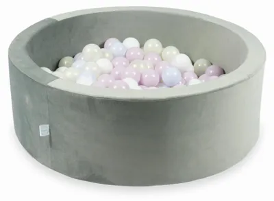 Immagine prodotto di Palla da gioco 200 pezzi 90x30 velluto grigio: rosa chiaro perlato, azzurro perlato, opalescente, bianco