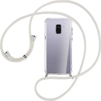 Produktbild von Handykette Backcover-Schutzhülle mit Band (Metall silberfarben) für Samsung Galaxy A8 Plus 2018 - broken white