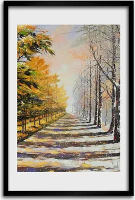 Produktbild von Bild - Bilderrahmen - 40 cm x 60 cm - MDF - Rahmen - Wandkunst - Winter und Herbst