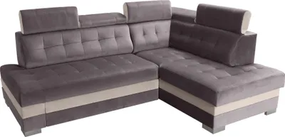 Produktbild von Robin Paris Ecksofa mit Schlaffunktion Bettkasten 5 Verstellbare Kopfstützen Sofa L-Form Schlafsofa Freistehende Eckcouch Schlafcouch Wohnzimmermöbel Wohnlandschaft Rechts Grau Creme