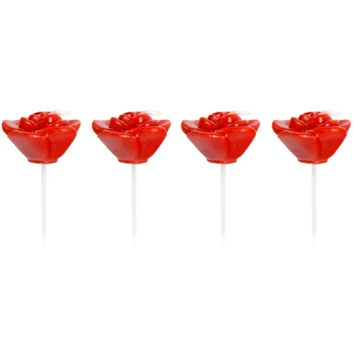 Produktbild von Rote Rosen Kerzen - 4 Stück