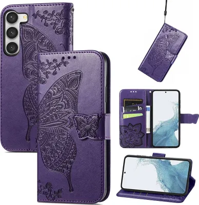Produktbild von König Design Hülle kompatibel mit Samsung Galaxy S23 Kunstleder Handyhülle - Handy Case Violett