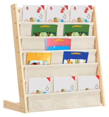 Produktbild von Kinder Bücherregal - Standregal für Kinder - 6 Ebenen - Freistehendes Holzregal - Für Kinderzimmer und Spielzimmer - Modern minimalistisch - Farbe Naturholz