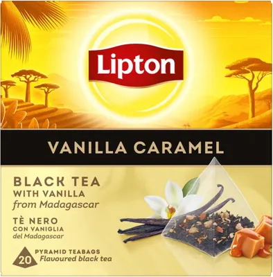 Produktbild von Lipton - Black Specialty - "Vanilla Caramel" - 20 Pyramidenteebeutel