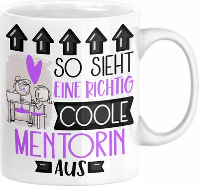Produktbild von Mentorin Geschenk Tasse Lustig Geschenkidee für Mentorin Geburtstag So Sieht Eine Richtig Coole Mentorin Aus Frauen Spruch (Weiß)