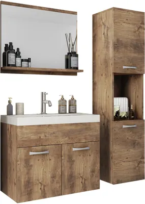 Immagine prodotto di MINIO mobili da bagno 3 pezzi MONAL castagno colore Wroclaw con lavabo