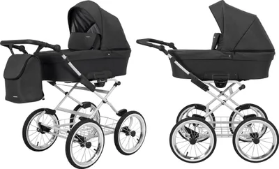 Produktbild von Kinderwagen ROMANTIC Babywagen Babyschale Kinder Wagen Set 1 in 1 (anthrazit, Rahmenfarbe: grauer Rahmen)