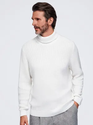 Image de OMBRE, pull à col en V, modèle classique, référence OM-SWTN-0189, couleur blanche, taille L