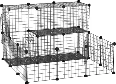 Obrázok produktu pre PawHut Výbeh pre malé zvieratá Ohrádka pre šteňatá DIY modulárne oplotenie pre domáce zvieratá 24 panelov čierna