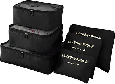 Obrázok produktu pre organizér na kufre 6 v 1, kocka na balenie z vodoodpudivého nylonu, priestorovo úsporný organizér na balenie kufrov bez stresu - PACKERPRO čierna