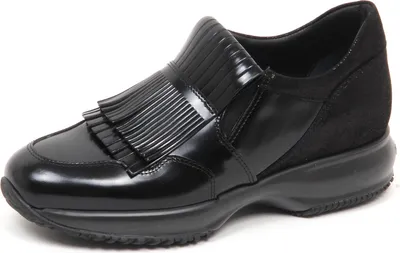Produktbild von E0218 Trainer Frau schwarz HOGAN INTERACTIVE doppelter Fransenschuh Frau