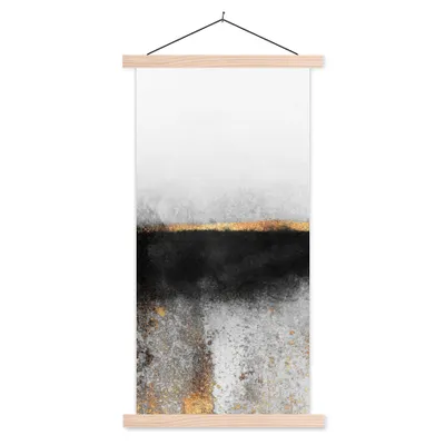Produktbild von MuchoWow® Textilposter Gold - Abstrakt - Luxus 60x120 cm mit holzfarbenen Rahmen - Holz