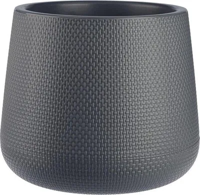 Image de Pots de fleurs ronds en plastique gris, 17 cm