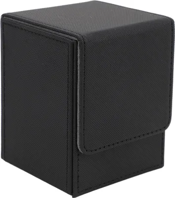 Produktbild von Magnetische Kartenbox für 100 Karten. Kratzfestes Kunstleder-Spielaufbewahrungsetui, vertikal, Schwarz