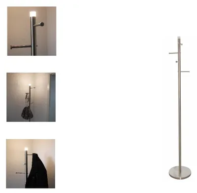 Produktbild von Garderobenständer mit LED Beleuchtung Metall Kleiderständer H180cm Flurgarderobe Silber