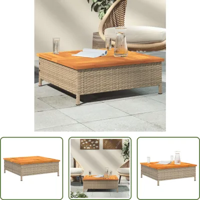 Produktbild von The Living Store Gartentisch Beige 70x70x25 cm Rattan und Akazienholz