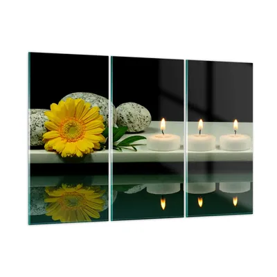 Produktbild von Bilder auf glas - Spa Blume Kerze Stein - 165x110cm - Glasbilder - Wandbilder - Kunstdruck - zum Aufhängen bereit - Wanddekoration aus Glas - Glas Bilder - Wandbild auf Glas - GCE165x110-0415
