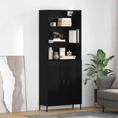 Produktbild von "Schlussverkauf" Highboard 1 PC - Anrichte/Sideboard - Mit Stauraum - Schwarz Eichen-Optik 69,5x34x180 cm Holzwerkstoff C6814