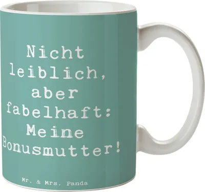 Produktbild von Mr. & Mrs. Panda Pott Spruch Bonusmutter - Meeresbrise - Geschenk, Kaffeetasse, Familie, Teetasse, Schwiegermutter, Elternteil, Tasse, einzigartige Designs, Becher