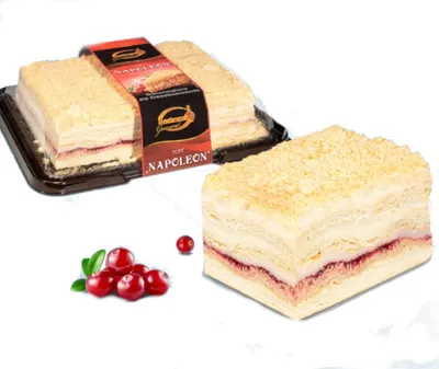 Produktbild von Schichtkuchen Napoleon mit Vanillecreme und Preiselbeerschicht 1200g