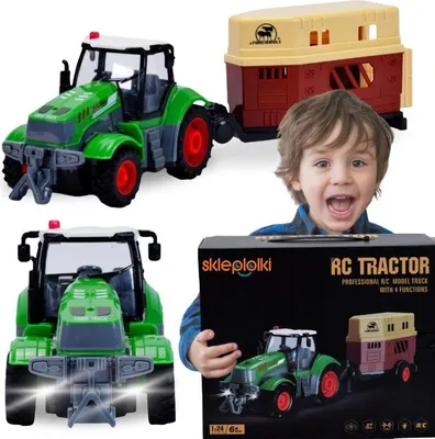 Immagine prodotto di Lolex | Trattore RC con rimorchio - Design realistico - Giocattolo per bambini dai 3 anni in su