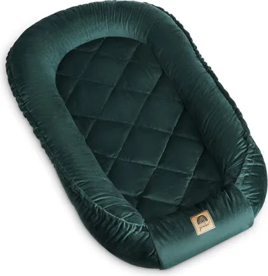 Produktbild von PIMKO Grün Babynestchen Velvet Kuschelnest für Neugeborene: Gemütliches 95x60 cm Baby Nestchen für drinnen und draußen Wohliges Kokonbett aus Fleecestoff für warmen komfort