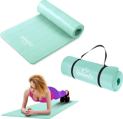 Produktbild von Queenfit Gymnastikmatte 1,5cm - 180x61cm - Trainingsmatte für Pilates, Yoga & Fitness - rutschfeste Yogamatte - Seeblau