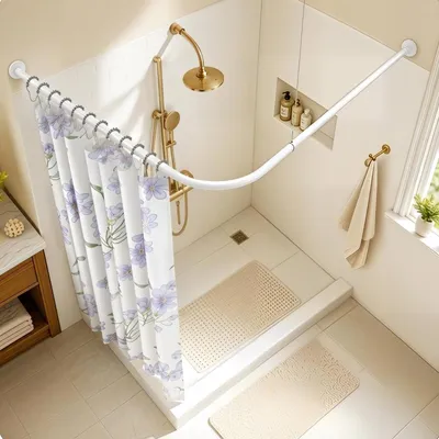 Produktbild von L-förmige Duschvorhangstange, verstellbar, 60-138 cm