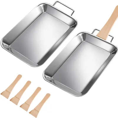 Grillpfanne 2er-Set, 12,8 cm, Edelstahl, silber