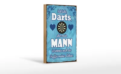 Produktbild von Holzschild Spruch 12x18cm ich liebe Darts aber mein Mann