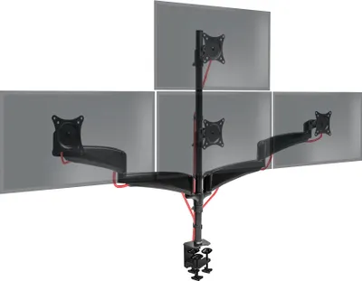 Produktbild von Duronic DM453VX1 Monitorhalterung / Tischhalterung / Monitorständer für 3 oder 4 LCD / LED Computer Bildschirme / Fernsehgeräte mit Neig, Schwenk und Rotierfunktion