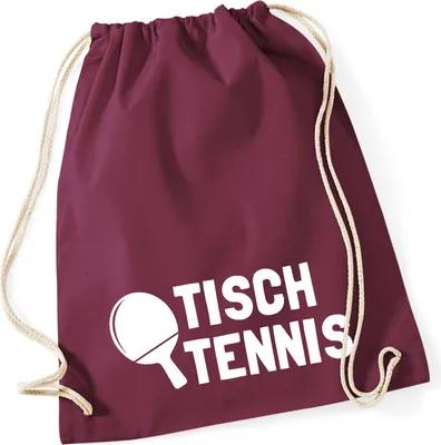 Produktbild von Huuraa Turnbeutel Tischtennis Tischtennisschläger 12 Liter Burgundy Baumwolle Rucksack Geschenkidee