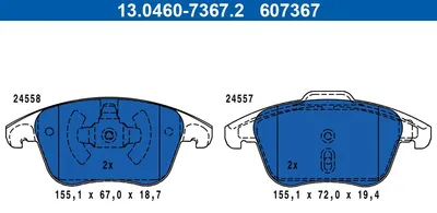 Produktbild von ATE Bremsbelagsatz, Scheibenbremse x 13.0460-7367.2