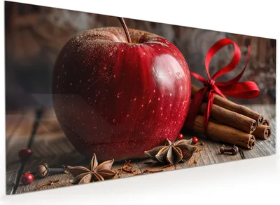 Produktbild von Küchenrückwand Spritzschutz Glas mit Motiv Apfel mit Zimt 40 x 40 cm
