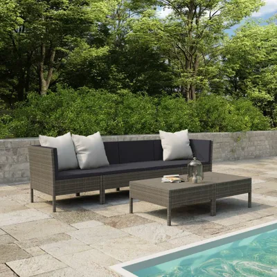 Image de Maison Exclusive - Ensemble de salon de jardin 6 pièces avec coussins, en rotin synthétique gris