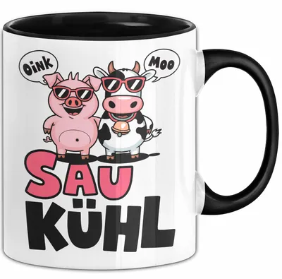 Produktbild von Schweinebauer Schweine Kuh Tier Tasse Geschenk Lustige Geschenkidee Spruch Sau Kuhl (Schwarz)