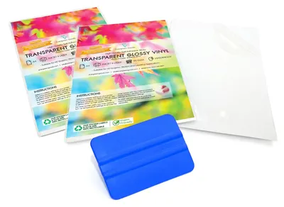 A4 Vinyl-Stickerpapier, 20 Blatt, transparent, glänzend, wasserfest