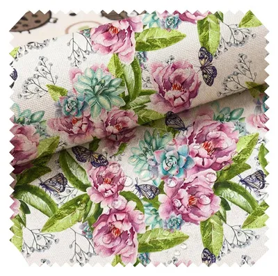 Produktbild von novely® OXFORD 210D - D225 Butterflies & Flowers - Bedruckter Polsterstoff - Outdoor Dekostoff - Wasserabweisende Reißfeste Meterware 1lfm