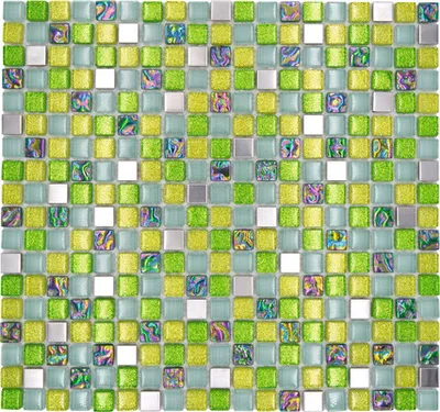 Produktbild von Glasmosaik XCE 99 mix grün 30,5x32,2 cm