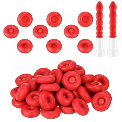 Produktbild von INF Rote Latex Dichtungskappen für Kartuschen - 30 Stück, Wiederverwendbar
