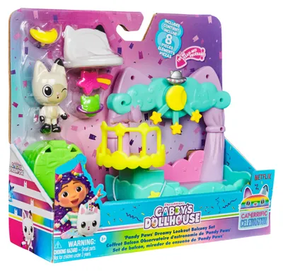 Produktbild von Gabby's Dollhouse Dreamworks - Balkon-Spielset Pandy Paws Sternwarte, 8-teiliges Set mit Katzenfigur und Puppenhaus Zubehörteilen, Aktion/Abenteuer, 3 Jahr(e), Mehrfarbig