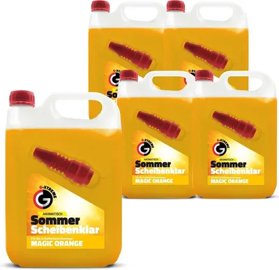 Produktbild von Scheibenwischwasser mit Orange Duft | Gebrauchsfertig Scheibenklar Sommer | ScheibenReiniger für Scheibenwaschanlagen mit Trichter | Magic Orange, 20 L