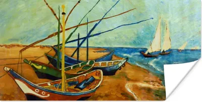 Produktbild von MuchoWow® Poster Fischerboote am Strand - Vincent van Gogh 160x80 cm - Foto Poster